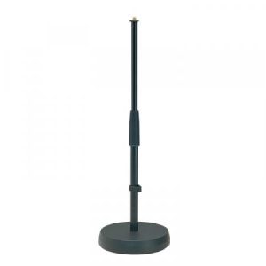 Small Straight Stand Microphone, Round Base, Clamp